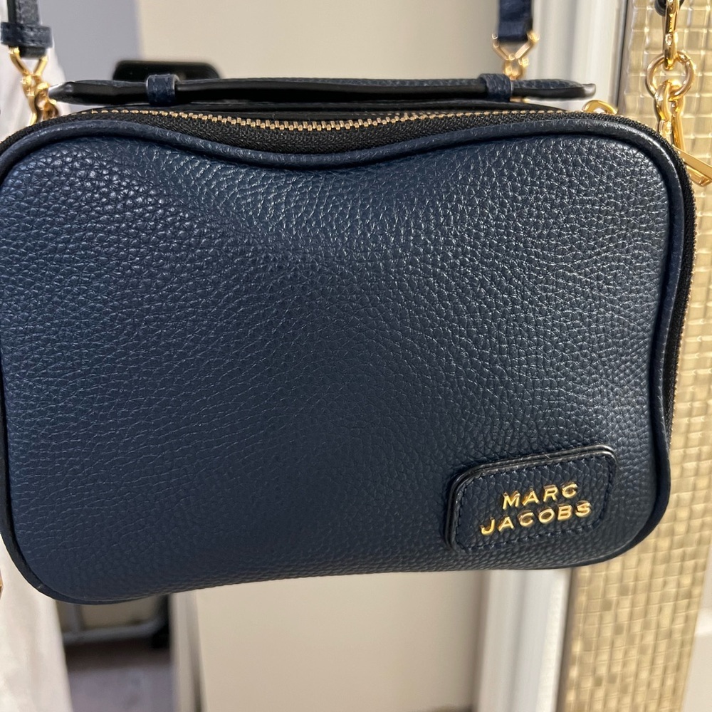 Marc Jacobs Sea Blue Crossbody Bag with Gold Accents